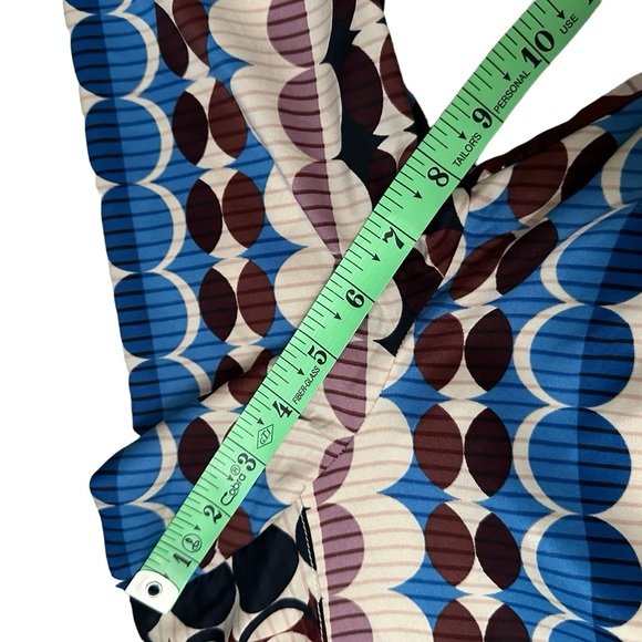 DONNA Morgan Long Sleeve Blue, Brown & Cream Circle Print Mini Dress Size 8 NWT - Picture 7 of 14